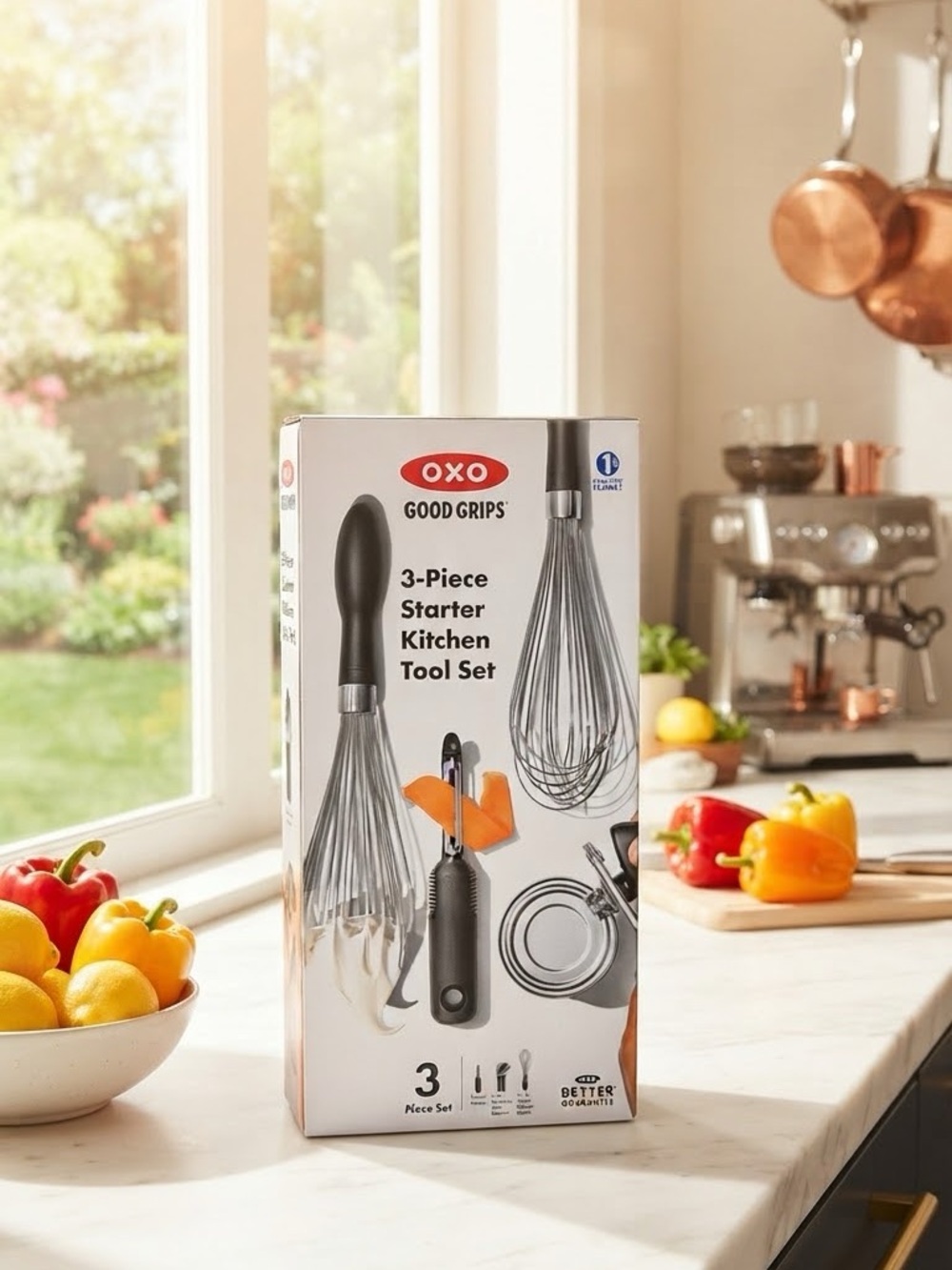 OXO® Good Grips 3-Piece Starter Kitchen Tool Set New Whisk Peeler Can Opener